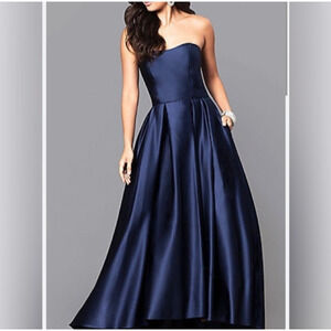 Betsy & Adam Women's Petite Black Strapless High-Low Gown Dress Size 14P